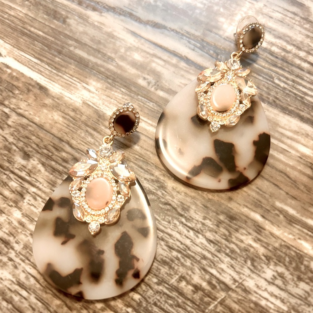 Tortoise Earrings, with beautiful pastel stones